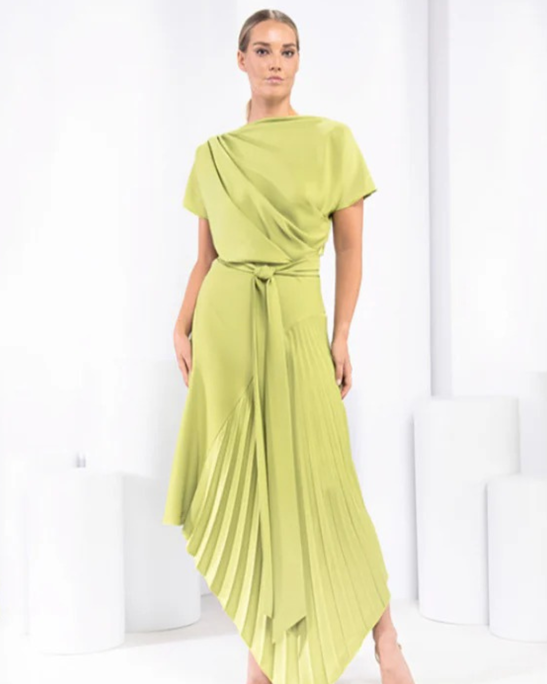 Kevan Jon - Mila Pleat Knee - Lime Zest