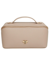 Load image into Gallery viewer, Alice Wheeler AW0256 Stone Train Case S – compact stone train case with gold zip, lined interior and internal pockets, luxury travel makeup organiser.