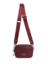 Load image into Gallery viewer, Alice Wheeler AW6159 Berry Mini Soho Cross Body Bag with branded strap, gold bee charm and compact design – purple crossbody handbag for women.