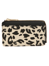 Load image into Gallery viewer, Alice Wheeler AW6213 Leopard Coin/Card Purse – compact leopard print purse with zip closure, card slots and coin compartment, stylish women’s accessory.
