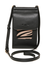 Load image into Gallery viewer, Alice Wheeler AW6216 Zebra Mini Bloomsbury Cross Body Bag – vegan leather compact crossbody with zebra suede panel, card holder and magnetic clasp, women’s stylish everyday bag.