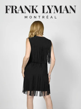 Load image into Gallery viewer, Frank Lyman 236672U Black Tassel Dress – elegant women’s sleeveless tassel dress with layered fringe detailing. Perfect for parties, evening occasions, and statement styling.