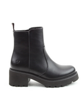Load image into Gallery viewer, Heavenly Feet Gemini Black Boot – lightweight vegan ankle boots with chunky block heel, memory-foam insole and side zip fastening, women’s winter footwear.