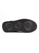 Load image into Gallery viewer, Heavenly Feet Hannah4 black vegan-friendly mid-calf boots with faux leather upper, twin buckle straps, side zip, memory foam footbed and wedge sole.