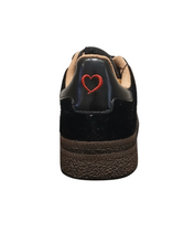 Load image into Gallery viewer, Heavenly Feet Steffi Black Tan Leopard trainers – stylish women’s lace-up animal print shoes with cushioned insole, lightweight sole and signature HF branding. Perfect for casual chic and everyday comfort.