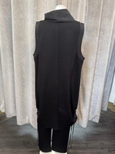 Load image into Gallery viewer, Malissa J WF2515 black sleeveless top - women’s drawstring high neck asymmetric hem top, chic smart casual fashion piece.