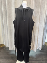 Load image into Gallery viewer, Malissa J WF2515 black sleeveless top - women’s drawstring high neck asymmetric hem top, chic smart casual fashion piece.