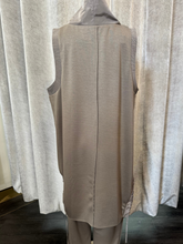 Load image into Gallery viewer, Malissa J WF2515 mushroom sleeveless top - women’s drawstring high neck asymmetric hem top, chic smart casual fashion piece.