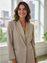 Load image into Gallery viewer, Malissa J WF2600 stone studded blazer with longline tailored fit-women’s evening blazer with sparkling embellishments for smart-casual and occasion wear
