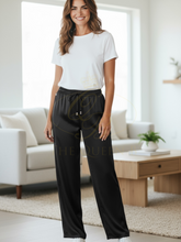 Load image into Gallery viewer, Malissa J WF2603 Black Wide Leg Satin Trousers