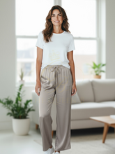 Load image into Gallery viewer, Malissa J WF2603 Stone Wide Leg Satin Trousers