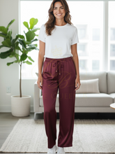 Load image into Gallery viewer, Malissa J WF2603 Wine Wide Leg Satin Trousers