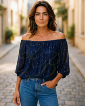 Load image into Gallery viewer, Malissa J - WF2270 BARDOT SEQUIN TOP