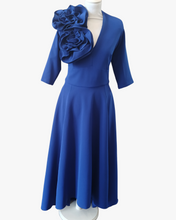 Load image into Gallery viewer, Kevan Jon Betty B Cobalt Blue Ruffle Shoulder Occasion Dress
