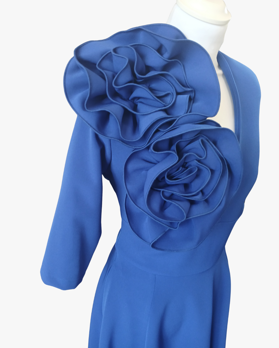 Kevan Jon Betty B Cobalt Blue Ruffle Shoulder Occasion Dress