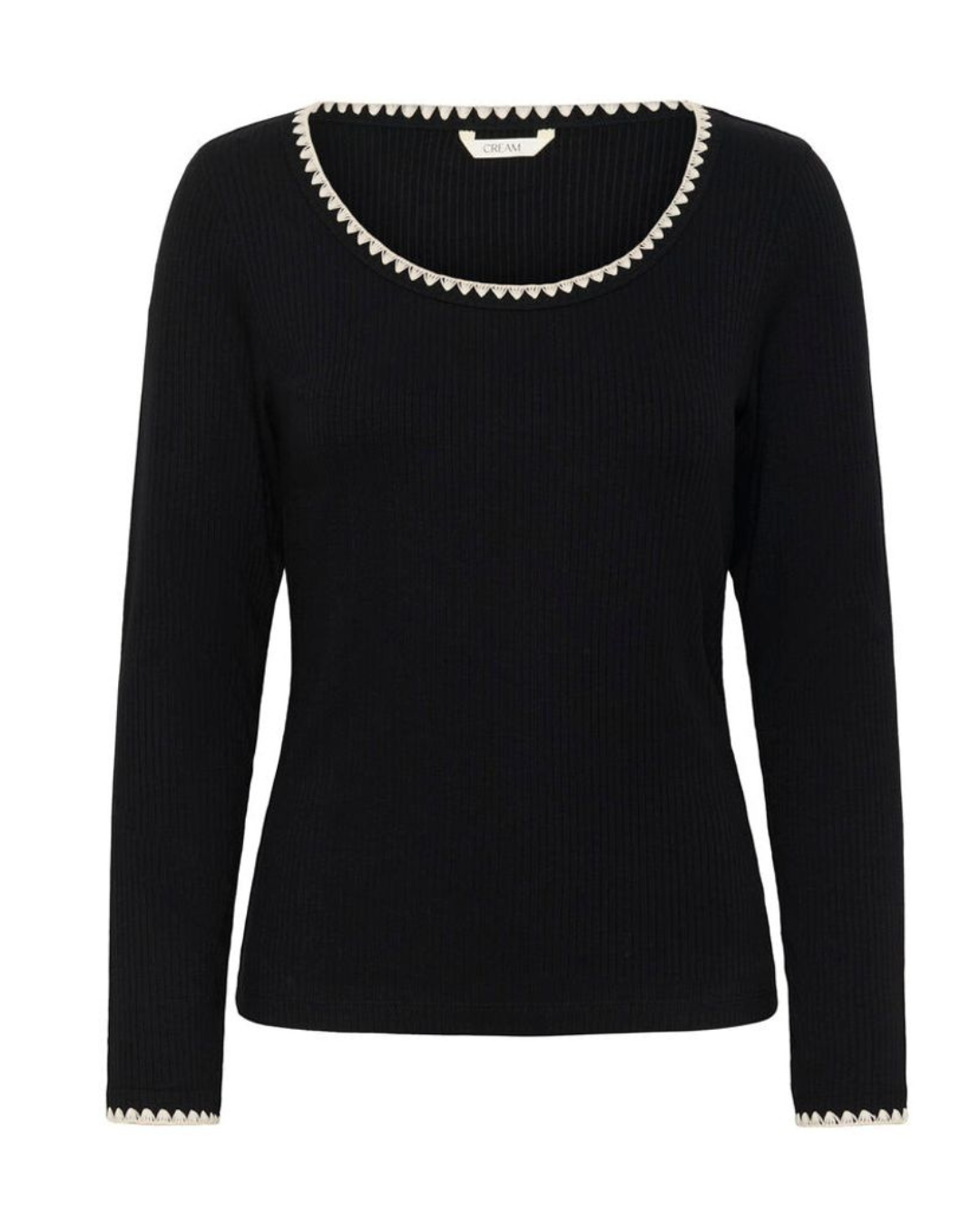 CREAM - RIBBA EMBRD L/S T SHIRT