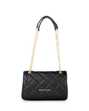 Load image into Gallery viewer, Black quilted handbag with gold chain strap