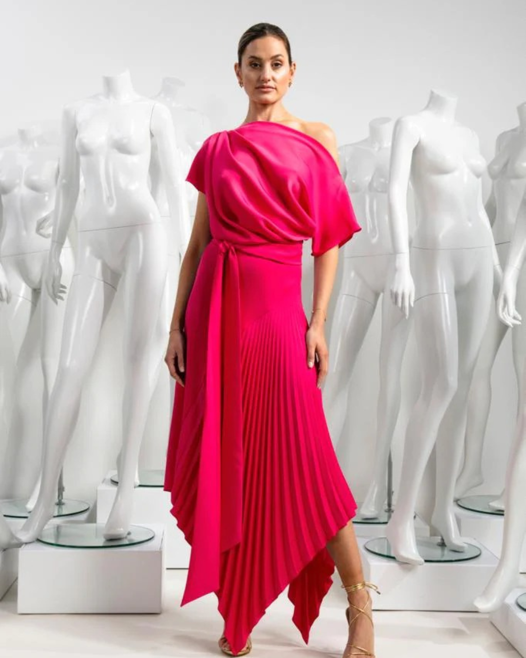 Kevan Jon - Mila Pleat Knee - Barbie Pink