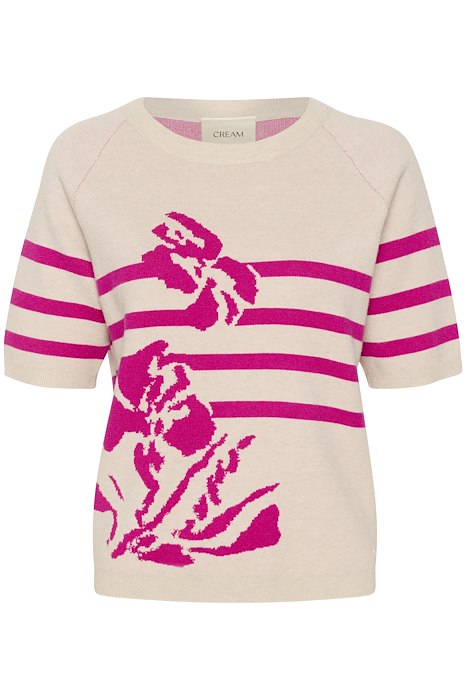 CREAM - DELA KNIT - STONE / FUCHSIA