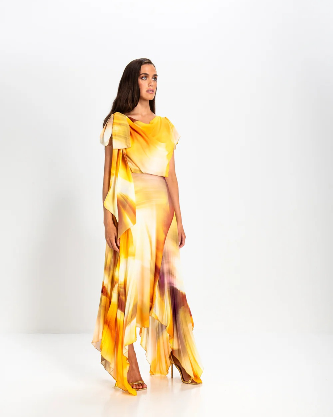 Size 8/10 Kevan Jon - Emilia Pleat - Sorbet Crepe Lemon