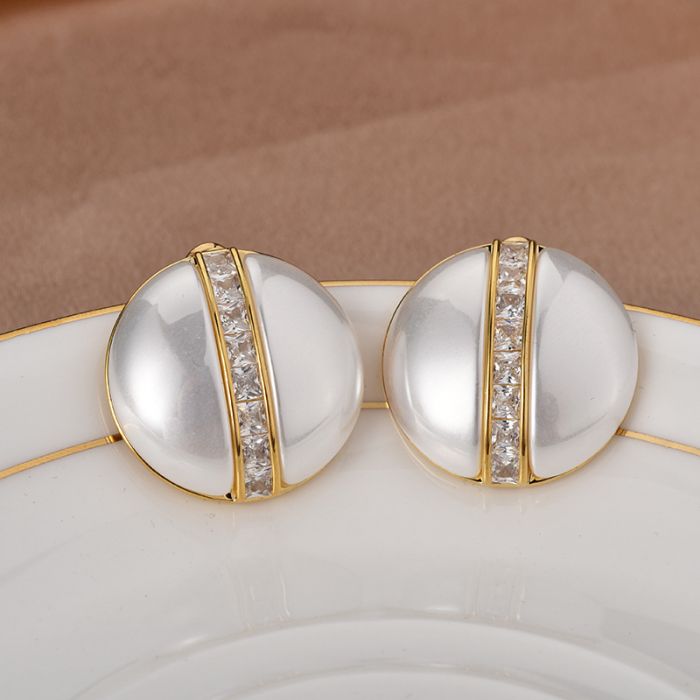 PCHA -  Earring 507 Pearl/Gold Stud