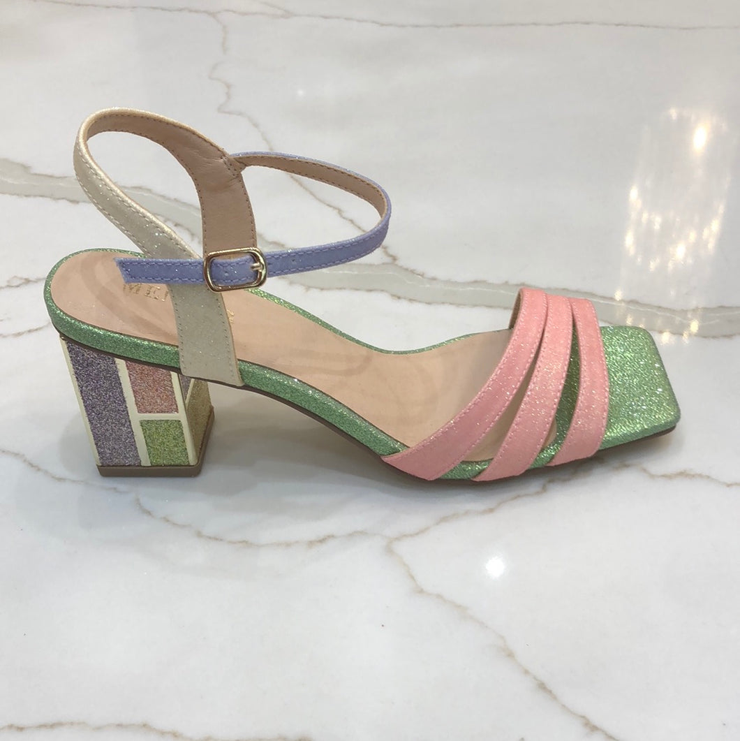 Menbur - glitter sandal - block heel