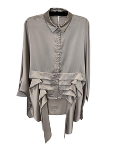 Malissa J WF2556 Stone Oversized Shirt