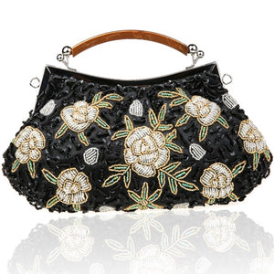 PCHA  A0006 Floral Clutch - Black