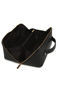 Alice Wheeler AW0220 Black Train Case M – stylish medium cosmetic bag with gold zip, lined interior and organiser pockets, women’s luxury travel case.