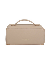Load image into Gallery viewer, Alice Wheeler AW0226 Stone Train Case M – stylish medium cosmetic bag with gold zip, lined interior and organiser pockets, women’s luxury travel case.
