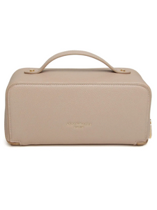 Alice Wheeler AW0256 Stone Train Case S – compact stone train case with gold zip, lined interior and internal pockets, luxury travel makeup organiser.