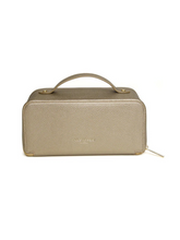Load image into Gallery viewer, Alice Wheeler AW0285 Bronze Train Case M – stylish medium cosmetic bag with gold zip, lined interior and organiser pockets, women’s luxury travel case.
