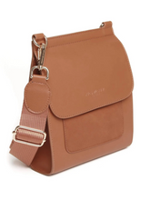 Load image into Gallery viewer, Alice Wheeler AW5970 Tan Seville Cross Body Bag – women’s sleek tan crossbody handbag with gold hardware, flap closure and adjustable strap, versatile everyday fashion accessory.
