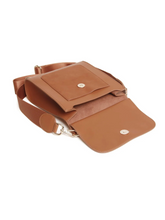 Load image into Gallery viewer, Alice Wheeler AW5970 Tan Seville Cross Body Bag – women’s sleek tan crossbody handbag with gold hardware, flap closure and adjustable strap, versatile everyday fashion accessory.
