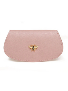 Alice Wheeler Glasses Case – vegan leather eyeglass case with padded interior, secure push-button closure and stylish textured finish, protective case for women’s eyewear.