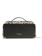 Load image into Gallery viewer, ALICE WHEELER AW0334 leopard print large train case with gold zip, wide opening, compartments and 24 × 12 × 12 cm size.

