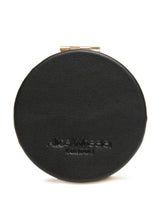 Load image into Gallery viewer, ALICE WHEELER AW0338 Zebra compact mirror with vegan leather cover, honey bee emblem, dual magnification, 7cm round design.
