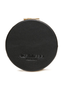 ALICE WHEELER AW0338 Zebra compact mirror with vegan leather cover, honey bee emblem, dual magnification, 7cm round design.