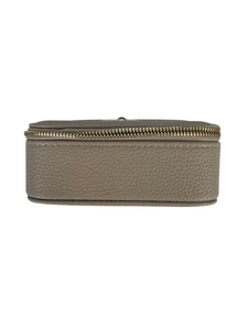 Alice Wheeler AW5950 Stone Mini Jewellery Box with gold bee emblem – compact travel jewellery organiser with zip closure, ring rolls and storage compartment.