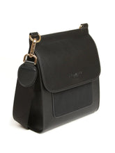 Load image into Gallery viewer, Alice Wheeler AW5968 Black Seville Cross Body Bag – women’s sleek black crossbody handbag with gold hardware, flap closure and adjustable strap, versatile everyday fashion accessory.
