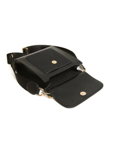 Alice Wheeler AW5968 Black Seville Cross Body Bag – women’s sleek black crossbody handbag with gold hardware, flap closure and adjustable strap, versatile everyday fashion accessory.