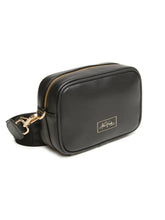 Load image into Gallery viewer, Alice Wheeler AW6157 Black Mini Soho Cross Body Bag with branded strap, gold bee charm, and compact design – stylish black crossbody handbag for everyday use.
