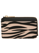 Load image into Gallery viewer, Alice Wheeler AW6214 Zebra Coin/Card Purse – compact leopard print purse with zip closure, card slots and coin compartment, stylish women’s accessory.
