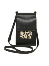 Load image into Gallery viewer, Alice Wheeler AW6215 Leopard Mini Bloomsbury Cross Body Bag – vegan leather compact crossbody with leopard suede panel, card holder and magnetic clasp, women’s stylish everyday bag.
