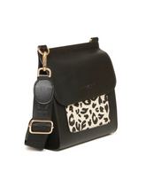 Load image into Gallery viewer, ALICE WHEELER AW6217 Leopard Bloomsbury cross body bag in vegan leather with gold hardware, magnetic flap closure and adjustable strap.
