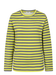 Striped long sleeve top by Alice Collins – casual cotton stretch crew neck tee perfect for layering, weekend outfits and everyday wear.