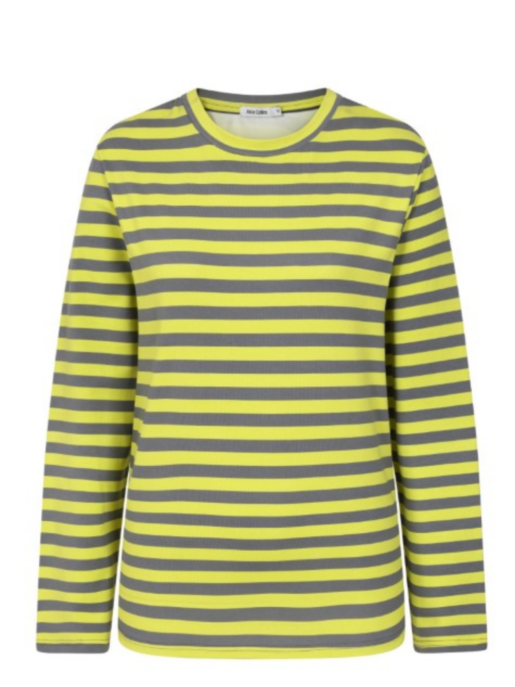 Striped long sleeve top by Alice Collins – casual cotton stretch crew neck tee perfect for layering, weekend outfits and everyday wear.