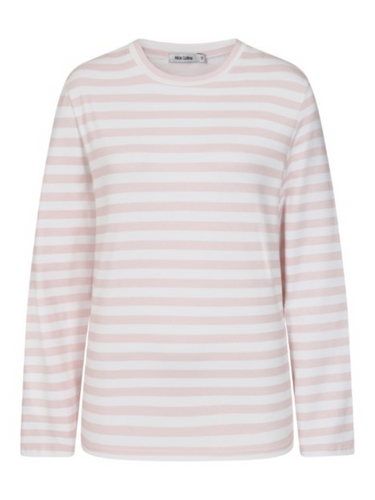 Striped long sleeve top by Alice Collins – casual cotton stretch crew neck tee perfect for layering, weekend outfits and everyday wear.