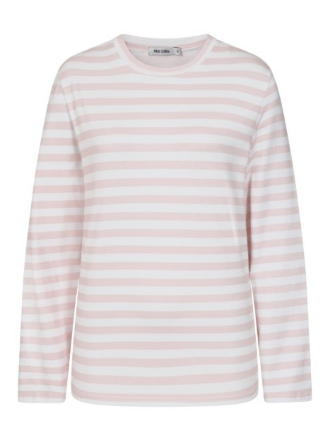 Striped long sleeve top by Alice Collins – casual cotton stretch crew neck tee perfect for layering, weekend outfits and everyday wear.