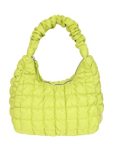 Stylish women's puffer handbag with soft texture, trendy design and zip closure, perfect for everyday fashion or casual outings.
